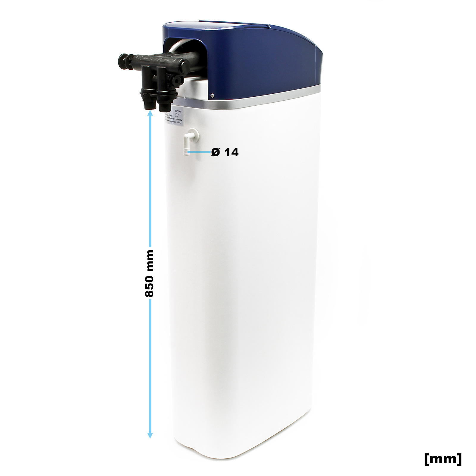 Adoucisseur d'eau automatique, capacité 27 litres, 1000 litres/h, réserve  de sel 50 kg