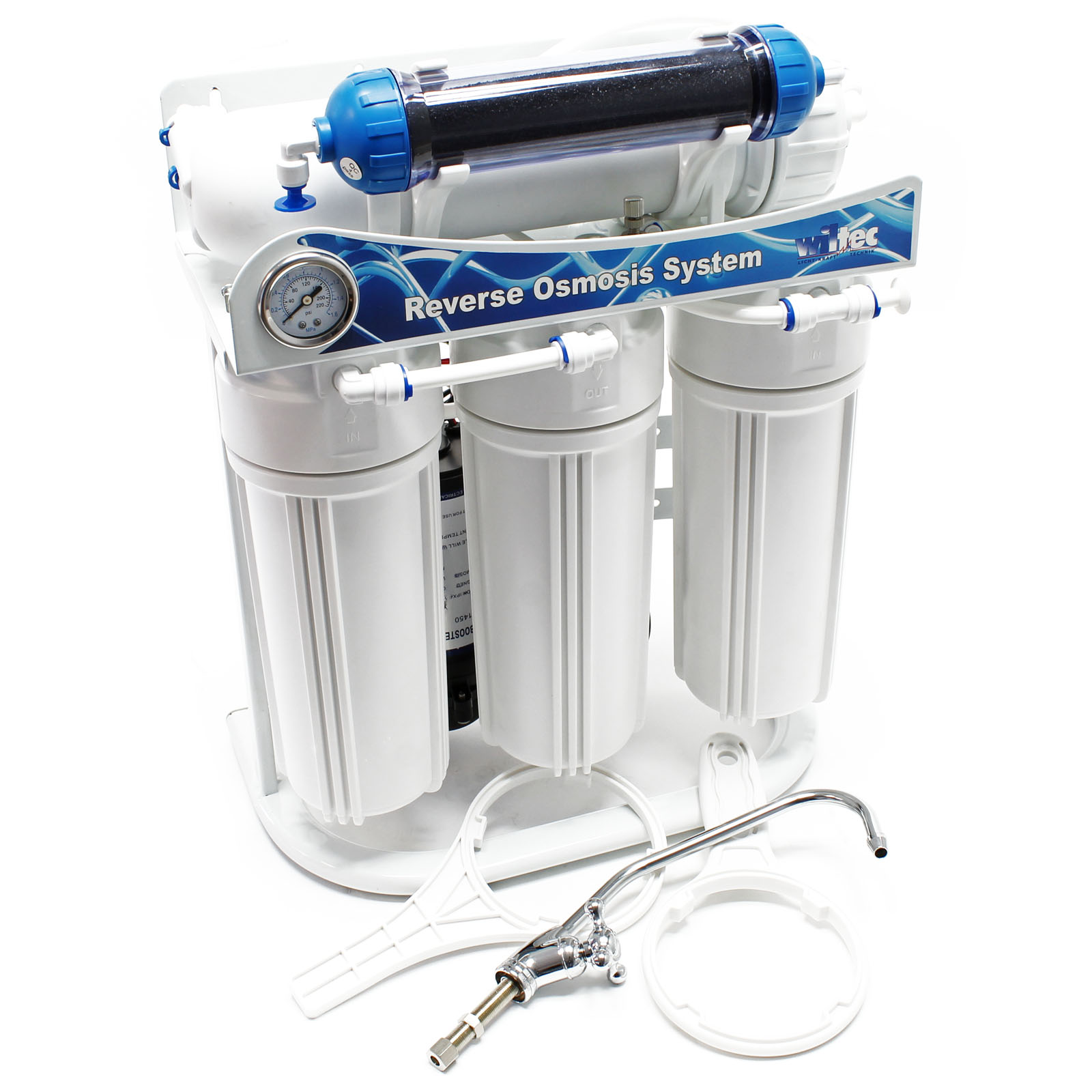 Osmoseur aquarium et manomètre 50 GPD 4 étapes de filtration